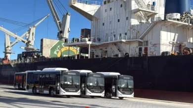En images : L'arrivée des bus Tersam au port de Jin Jin